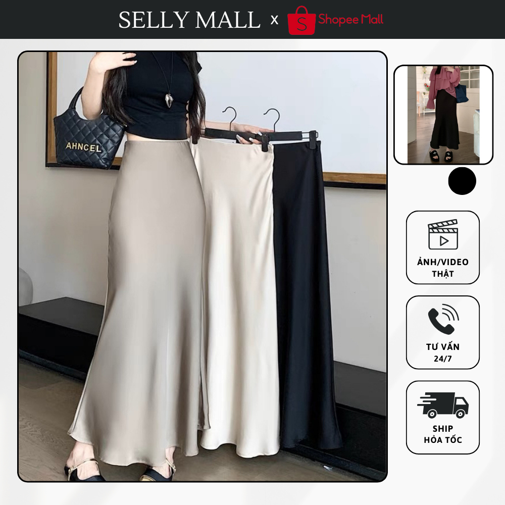 Chân váy lụa đuôi cá màu basic dáng dài chất mềm mịn sang chảnh thanh lịch SELYY CV202 | BigBuy360 - bigbuy360.vn