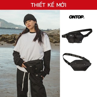 Túi đeo chéo local brand ONTOP nam nữ phối lưới đen Mesh Bumbag | O-B64