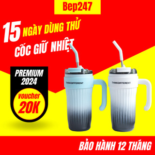 Cốc giữ nhiệt phun sơn 2 màu kèm ống hút có nắp giữ nhiệt ly giữ nhiệt inox - Màu ngẫu nhiên