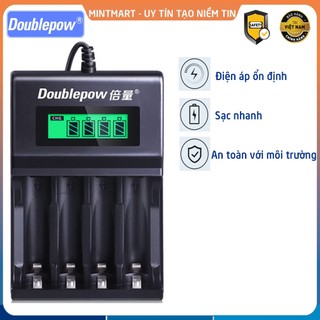 Bộ sạc pin đa năng (sạc pin AA, AAA) 4 cổng, sạc nhanh có báo dung lượng Doublepow DP-K93B
