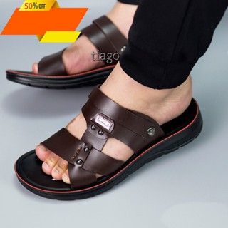 Dép da nam cao cấp đế cao su đúc chống nước siêu bền- dspost