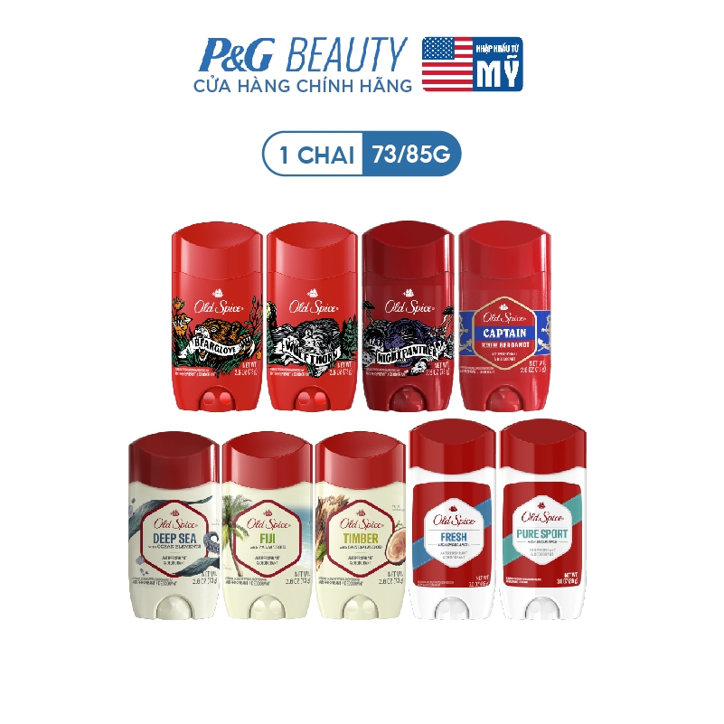 Sáp Khử Mùi & Ngăn Tiết Mồ Hôi Old Spice Nhiều Mùi Hương 73G/85G (Sáp Trắng)