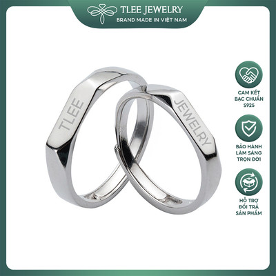 Nhẫn bạc TLEE, nhẫn đôi đeo nam nữ thanh bạc khắc chữ theo yêu cầu tùy chỉnh size TLEE JEWELRY