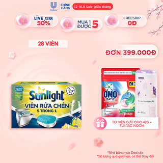 Hộp Viên Rửa Chén Bát Sunlight 5 in 1 Dành Cho Máy Rửa Chén (28 Viên/Hộp)