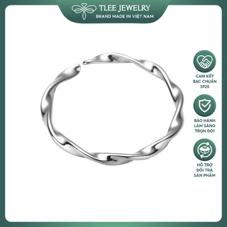 Nhẫn bạc nữ tlee sóng trơn xoắn basic freesize tlee jewelry