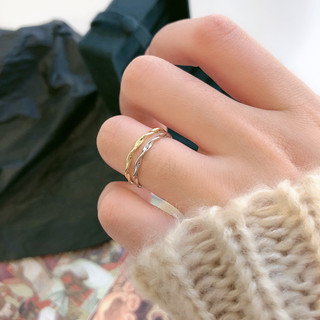 Nhẫn bạc nữ TLEE sóng trơn xoắn basic freesize TLEE JEWELRY