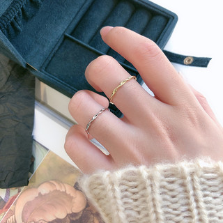 Nhẫn bạc nữ TLEE sóng trơn xoắn basic freesize TLEE JEWELRY