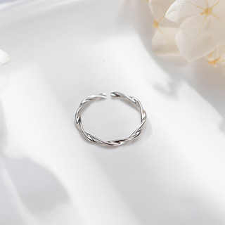 Nhẫn bạc nữ TLEE sóng trơn xoắn basic freesize TLEE JEWELRY