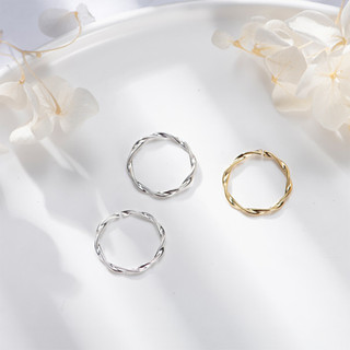 Nhẫn bạc nữ TLEE sóng trơn xoắn basic freesize TLEE JEWELRY