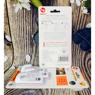 Móc 3 vuông HPG08 - Set 3 móc dán tường bằng nhựa cao cấp HOFACO