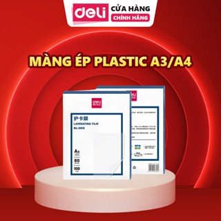 Màng Ép Plastic Deli Khổ A3 A4 - Độ Dày 80 MIC Chất Lượng Cao, Lưu Trữ Bảo Vệ Tài Liệu, Giấy Tờ
