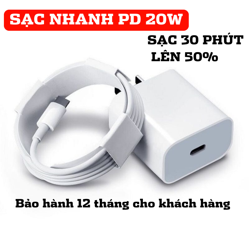 Bộ Sạc Nhanh PD 20W Không Nóng Máy ,An Toàn Ổn Định bảo hành 12 tháng