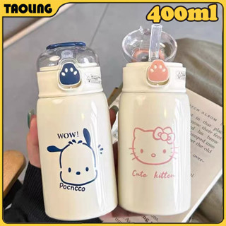 Bình Nước Giữ Nhiệt Bằng Inox 304 Thiết Kế Hình Gấu Dễ Thương Với Ống Hút, Nhãn Dán Không Thấm Nước