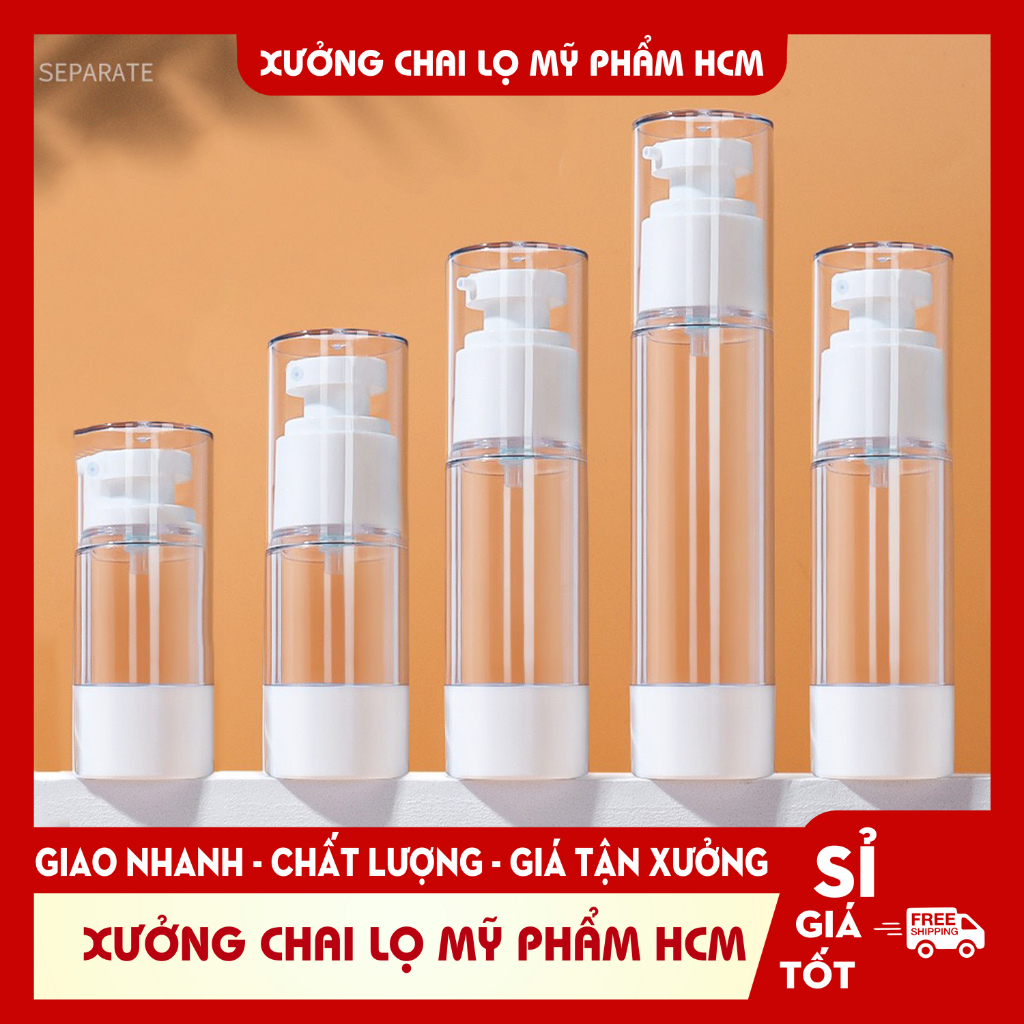 Chai Lọ Hút Chân Không, Chai nhựa trong suốt nhấn xịt giọt 5ml/ 30ml 50ml 100ml - LỌ chiết mỹ phẩm Nước Hoa