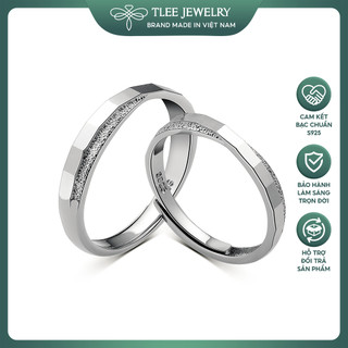  Nhẫn đôi bạc nam nữ Tlee nhẫn mặt phay chéo freesize TLEE JEWELRY 