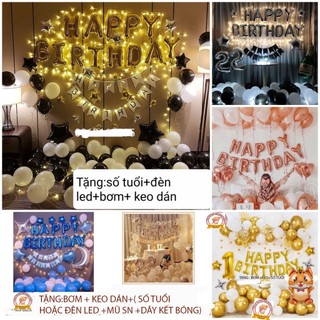 MIỄN SHIP(SÉT Y HÌNH KÈM ĐÈN LED)TẶNG BÓNG SỐ TUỔI sét trang trí sinh nhật người lớn,trang trí sinh nhật bé trai, bé gái