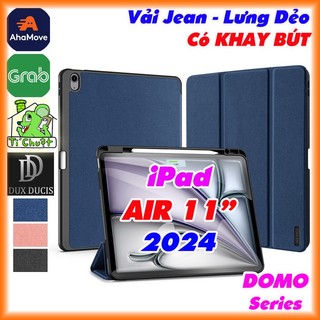 [Chính Hãng DUX DUCIS-Ảnh Thật] Bao da iPad AIR 11" M2 2024 DOMO Series Khay Dẻo Vải Jean Có Khay Bút