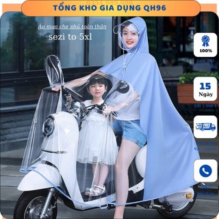 Áo mưa trong suốt,che phủ toàn thân, kèm kính chắn mưa,thiết kế thời trang cánh dơi 1đầu+2đầu loại dày Hàn Quốc