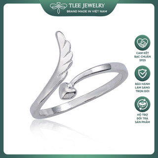 Nhẫn bạc nữ TLEE, nhẫn cánh thiên thần trái tim tự điều chỉnh size TLEE JEWELRY