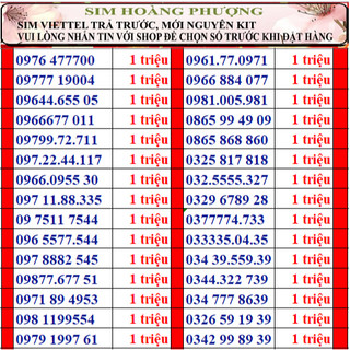Sim số đẹp viettel đầu 09, 08, 03 đồng giá 1000k