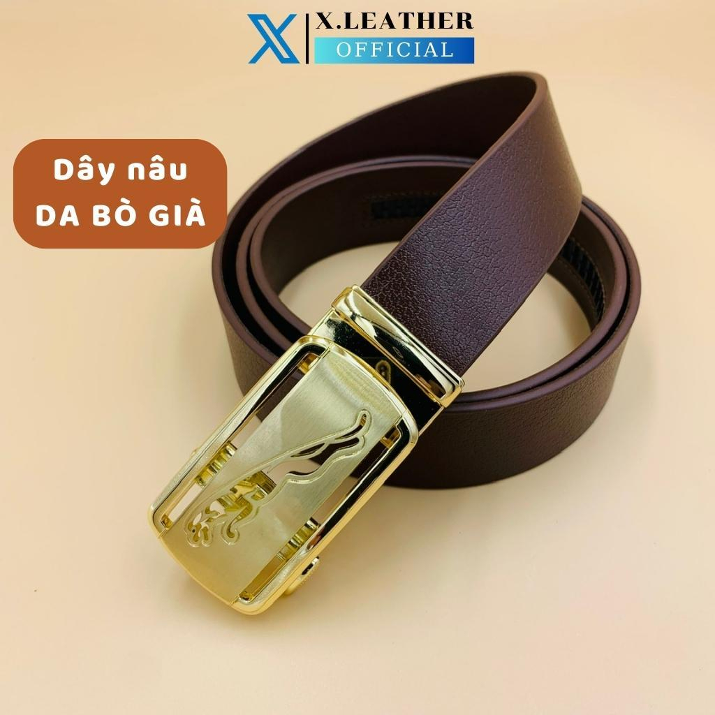 Dây lưng nam da bò nguyên miếng, thắt lưng khóa thông minh X.Shop bảo hành 12 tháng