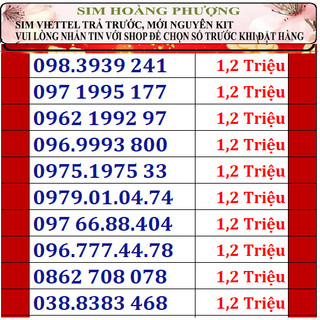 Sim số đẹp viettel đầu 09, 08, 03 đồng giá 1200k