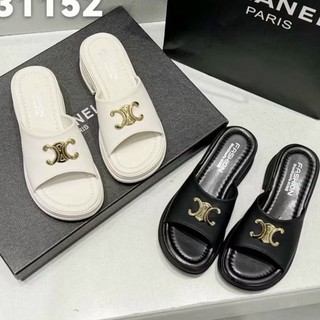 Dép nữ đế cao 5cm quai ngang chữ X da mềm đúc su siêu nhẹ