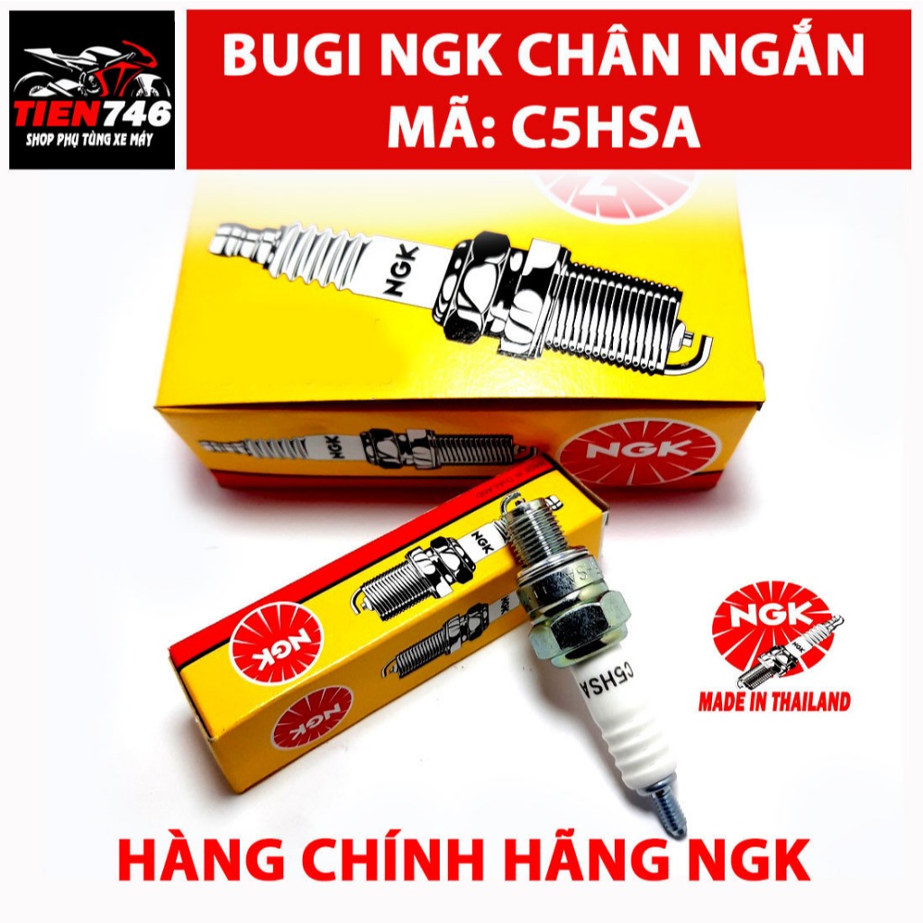 Bugi NGK C5HSA chân ngắn, Hàng chính hãng NGK 100%, lắp cho Wave Dream và nhiều dòng xe khác.