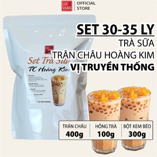 Trà Sữa Trân Châu Hoàng Kim Vị Truyền Thống SET 30-35 LY Nguyên Liệu Làm Trà Sữa Tự Pha Bột Béo Hồng Trà Đen