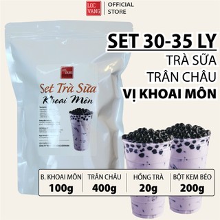 Trà Sữa Trân Châu Vị Khoai Môn SET 30-35 LY Nguyên Liệu Làm Trà Sữa Tự Pha Bột Béo Hồng Trà Đen