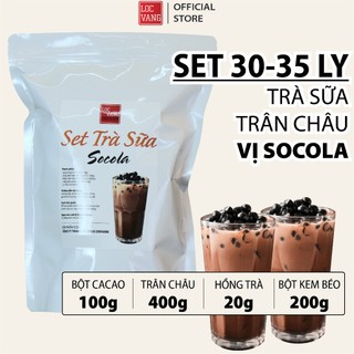 Trà Sữa Trân Châu Vị Socola SET 30-35 LY Nguyên Liệu Làm Trà Sữa Tự Pha Bột Béo Hồng Trà Đen