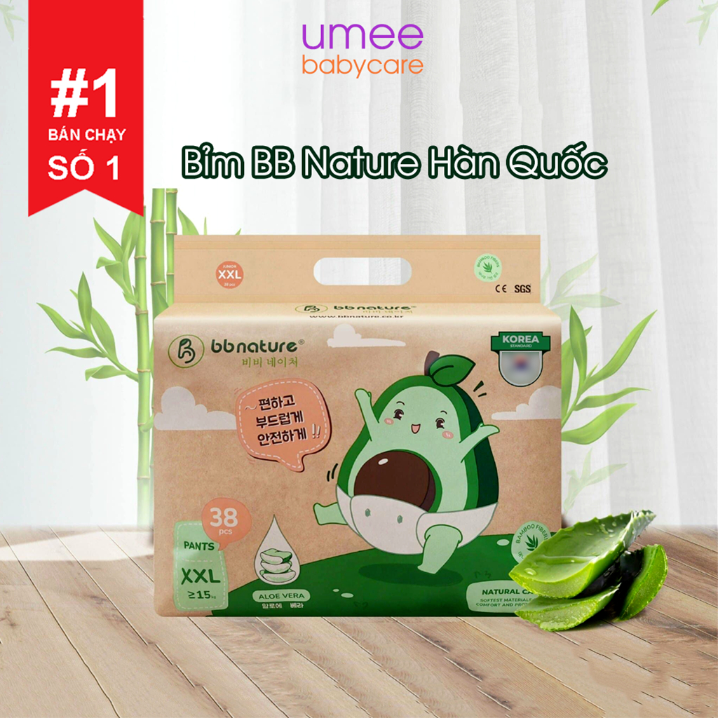 (Không Tặng Quà) Tã Bỉm Quần Dán BB Nature Hàn Quốc, Mềm Mại, Mỏng Nhẹ Đủ Size Cho Bé Từ 6-25Kg