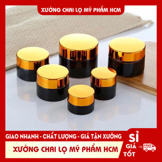 Hủ Đựng Kem 🏵️ Hũ Chiết Mỹ Phẩm Thủy Tinh Nâu Nắp Đen 30g/50g/100g Thiết Kế Nhỏ Gọn, Sang Trọng Chuyên Dùng Spa