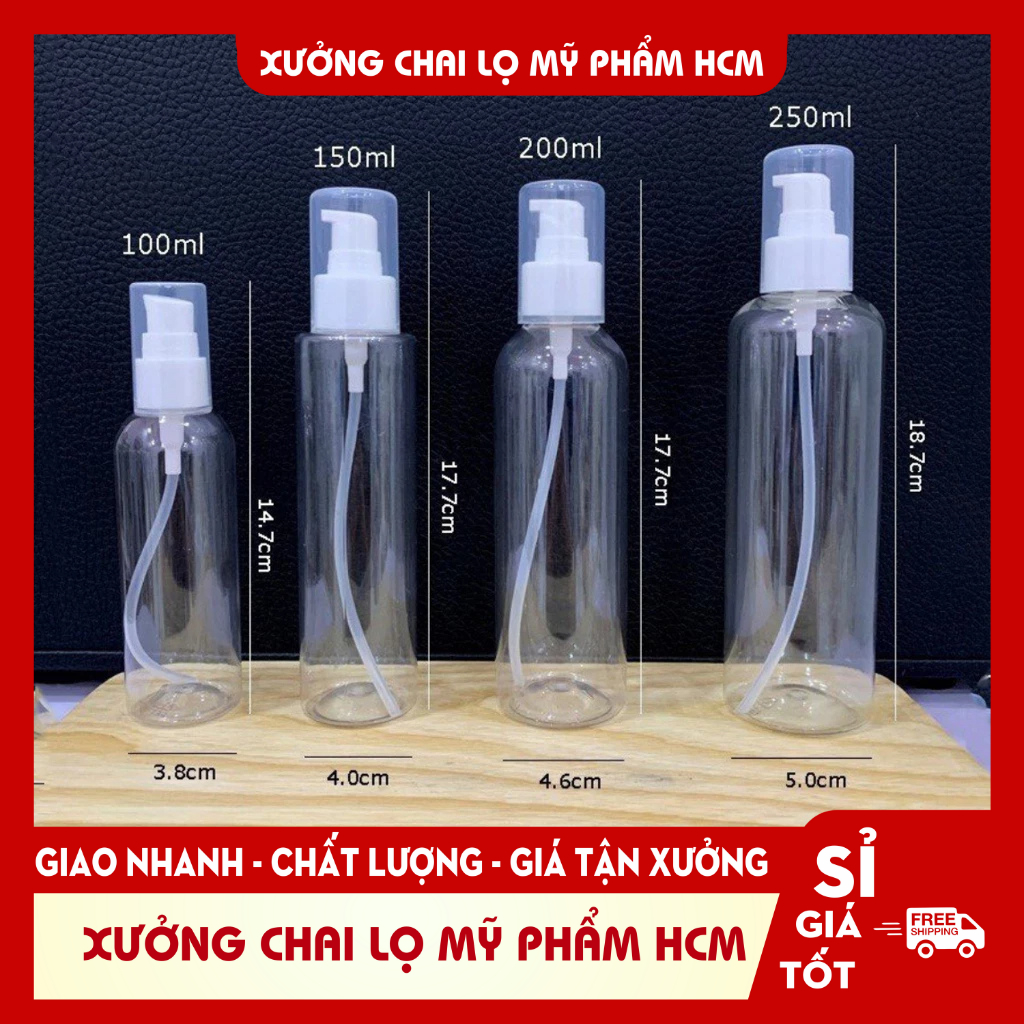 Chai Nhựa Pet Xịt Giọt Thân Trong 15ML/20ML/30ML/50ML/100ML/150ML/200ML/250ML Chiết Mỹ Phẩm