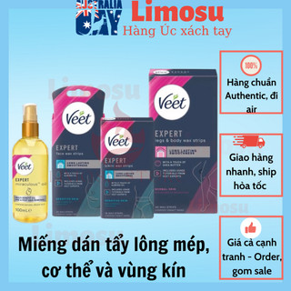 Wax lông mặt - wax ria mép/ Tẩy lông mép miệng - wax lông tay chân body VEET Wax trips