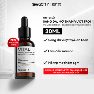 Serum sáng da mờ thâm vượt trội cho nam Men Stay Simplicity Vital Facial Skin Brightening 30ml với Niacinamide 5%