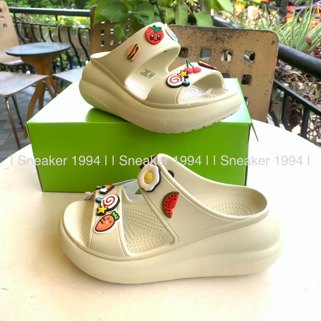 [Full Box] Cross Đế Cao 7CM - Cross Sandal Nữ Đế Cao, tặng kèm sẵn Charm 3D gắn dép