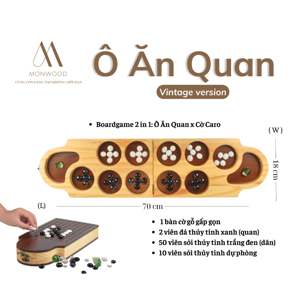 Ô Ăn Quan, Đồ Chơi Dân Gian Việt Nam, Gắn Kết Tình Cảm, Rèn Luyện Trí Tuệ - Monwood - Bộ Vintage