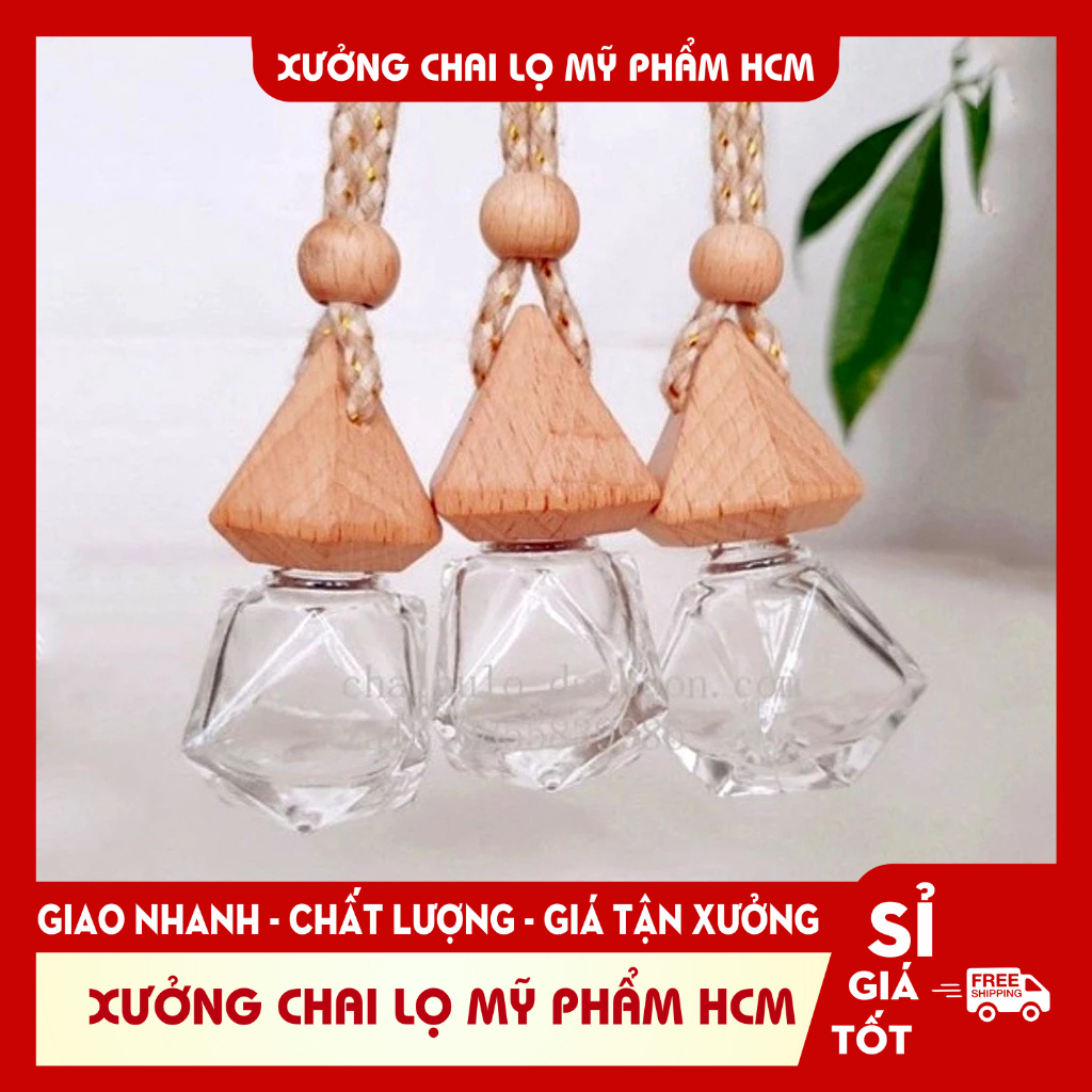 Lọ Đựng Tinh Dầu Treo 🏵️ Lọ Thủy Tinh Lục Lăng Treo Xe Ô Tô 8ML Đựng Tinh Dầu Thơm Phòng - Khử Mùi Phòng - Tủ Quần Áo