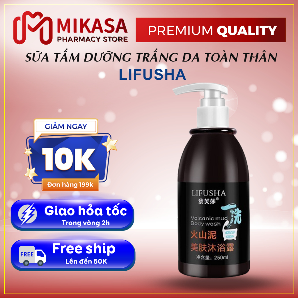 Sữa Tắm Bùn Núi Lửa LIFUSHA - Tắm Trắng Toàn Thân LIFUSHA Giúp Loại Bỏ Các Vết Thâm Sạm, Se Khít Chân Lông
