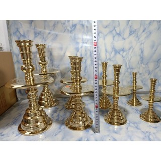 Cặp Chân nến trơn 16,5cm 23cm 25cm 31cm truyền thống nhỏ bằng đồng