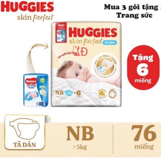   Có quà tặng  Bỉm Tã dán sơ sinh Huggies NB 70 <5kg     mẫu Skin Pefect  cộng 6 