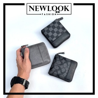 ★ VÍ NGẮN DA CARO NAM NỮ KHOÁ KÉO (1 NGĂN TIỀN + 6 NGĂN THẺ )