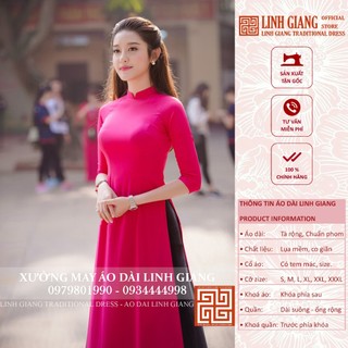 Set áo dài hồng sen quần đen_2 tà, 4 tà_linh giang