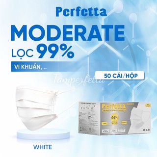 Khẩu Trang Y Tế Cao Cấp Perfetta Moderate 3 lớp lọc bụi,kháng khuẩn (1 hộp 50 cái)