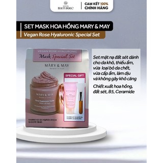 Set mặt nạ đất sét cấp ẩm mary & may vegan rose hyaluronic acid mask special set
