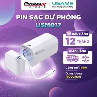 Pin Sạc Dự Phòng USAMS USM017 Magnetic Power Bank 45W Type C PD Fast Charge Powerbank 18000mAh