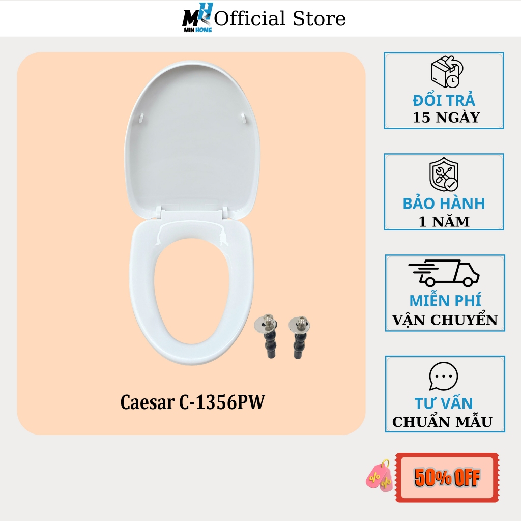 Nắp Bồn Cầu Đóng Êm Cho Bồn Caesar CD1356