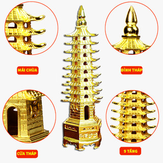 Tháp văn xương phong thủy 9 tầng màu vàng, biểu tượng Trí tuệ,Công danh
