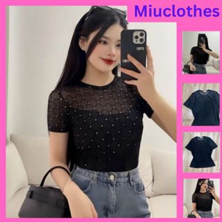 Áo Thun Nữ Bigsize Chất Lưới Kim Tuyến Cao Cấp, Lót Thun [SIÊU ĐẸP] Ms 178 55-90Kg. By Miuclothes.